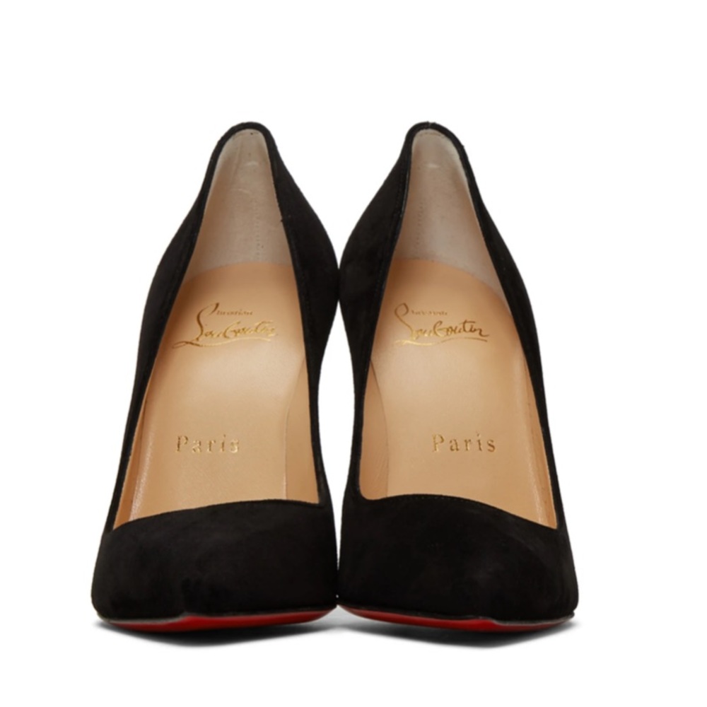 Like🆕CHRISTIAN LOUBOUTIN PIGALLE FOLLIES BLACK SUEDE 100mm POINTY TOE PUMPS 42 - Picture 9 of 9